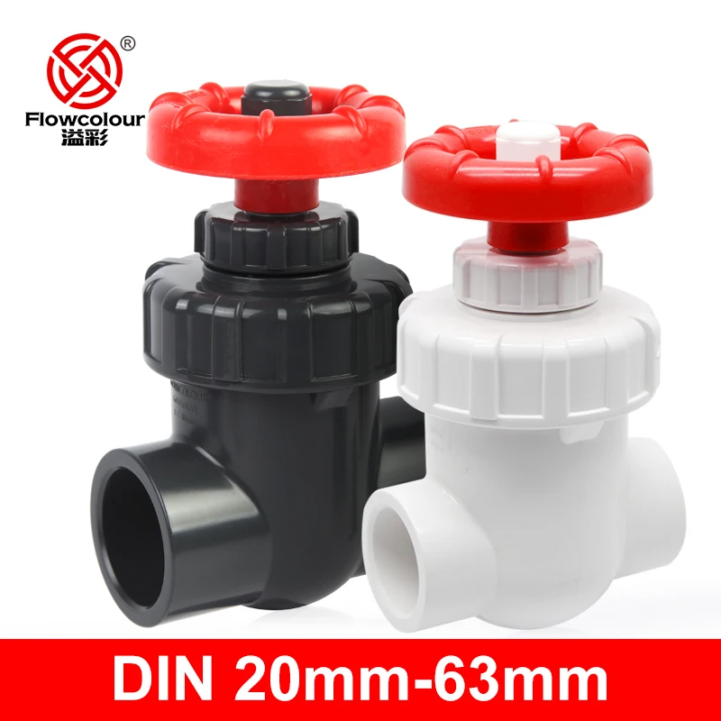 Flowcolour 20/25/32/40mm Hi-quality UPVC Gate Valve Precision Flow Control PVC Sluice Valve Garden Irrigation Aquarium PVC Valve