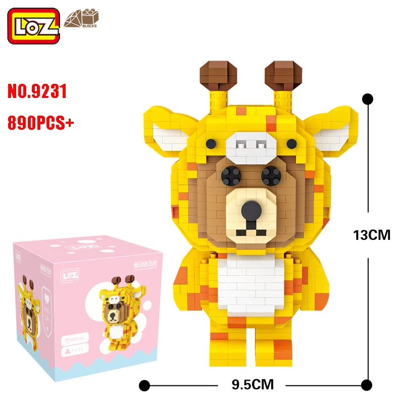 

LOZ Cartoon Giraffe Pink Piggy Action Figure Dolls Creative Handcrafts Gifts DIY Educational Toys Animal Model Building Blocks