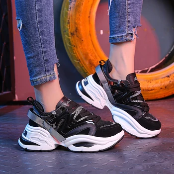 

HOT Web Celebrity Sneakers Women Trendy Chunky Dad Shoes Woman Buty Damskie Thick Sole Ladies Platform Shoes Chaussures Femme