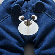 Новинка года; Сезон Зима; стильные детские брюки; детская одежда в Корейском стиле; плотная теплая Повседневная ковбойская длинная одежда с рисунком