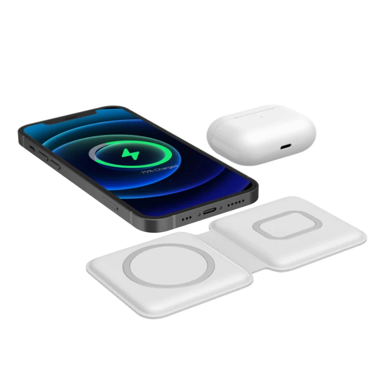 Беспроводное зарядное устройство 2 в 1 15 Вт беспроводное для iphone 12 airpods быстрая