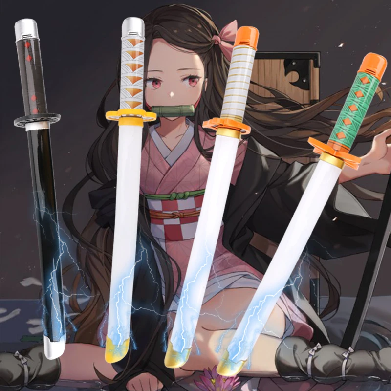 Demon Slayer Sword Toy 59CM With Sound Tanjiro Zenitsu Kyojuro Giyu Weapons For Children Japanese Anime Katana | Игрушки и хобби