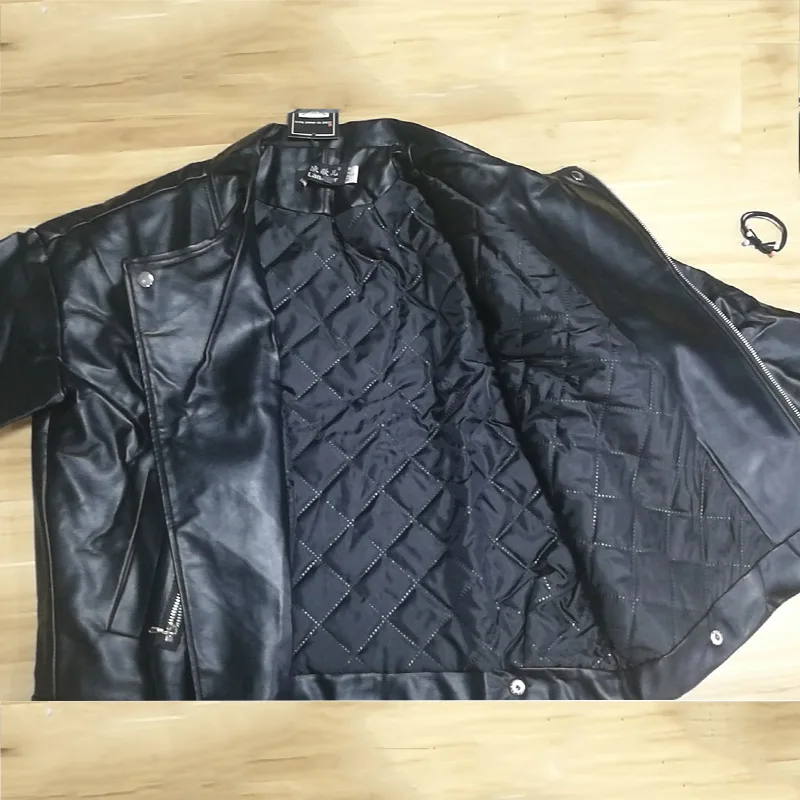 Black plus cotton Новое поступление, Женская осенне-зимняя кожаная куртка, негабаритная, бойфренд, корейский стиль, Женское пальто из искусственного меха, верхняя одежда черного цвета - Цвет: Black plus cotton