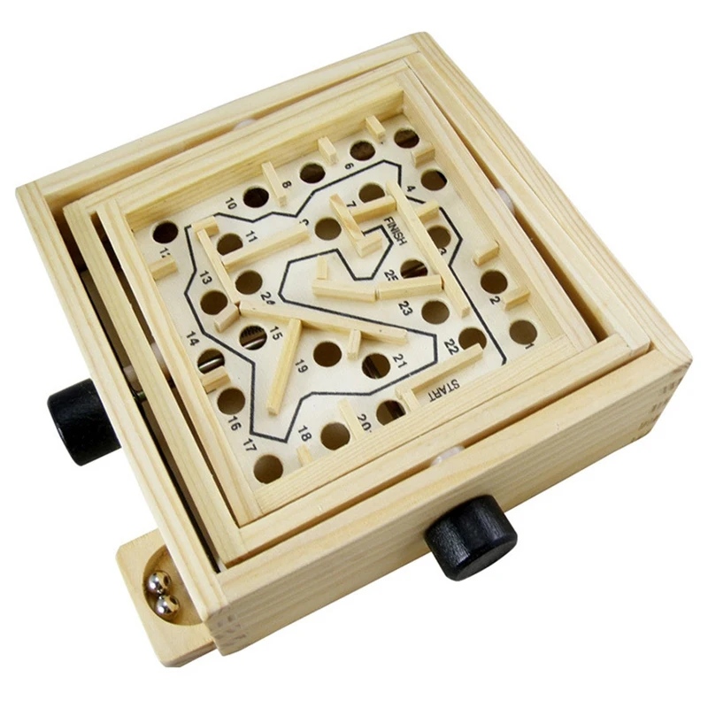 

3D Maze Ball Games Knob Wooden Labyrinth Toys Children Educational Toy Handcrafted Puzzles Rolling Beads Kid Boy Gift