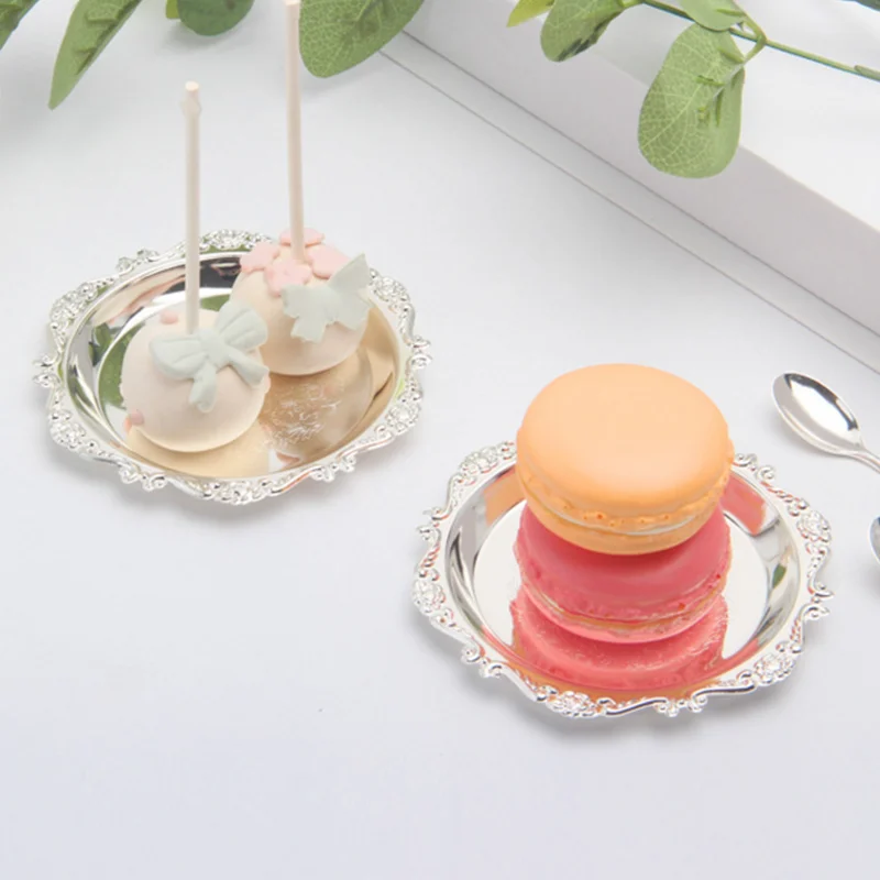 Goede 6 Stks set Hoge Kwaliteit Metalen Dienblad Party Fruit Lade Koffie Coaster Gouden Dienblad Decoratie Keuken Supply