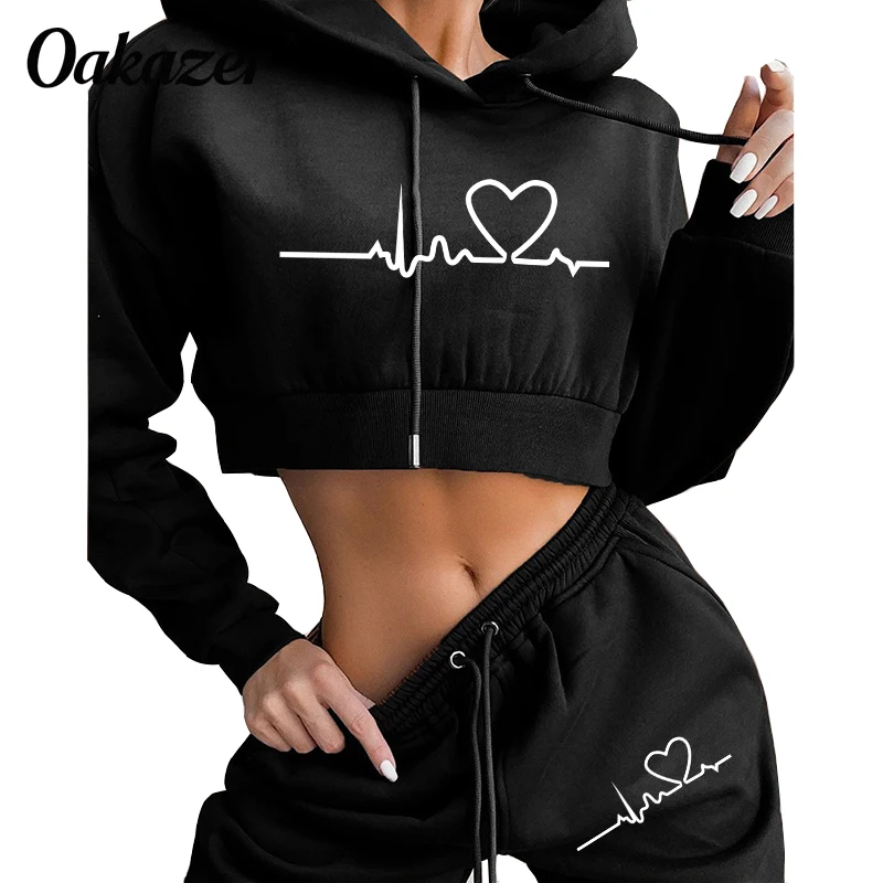 Oakazer Women 2 Piece Set Casual Sport Outfits Tracksuit Hoodies Sweatshirt+Sweatpants Jogger Pants 2021 Fashion Sportswear