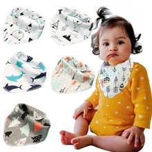 Baberos de algodón con estampado de dibujos animados para bebé, bufanda triangular Unisex para recién nacido, babero de tela absorbente para babero y dentición, Pororo