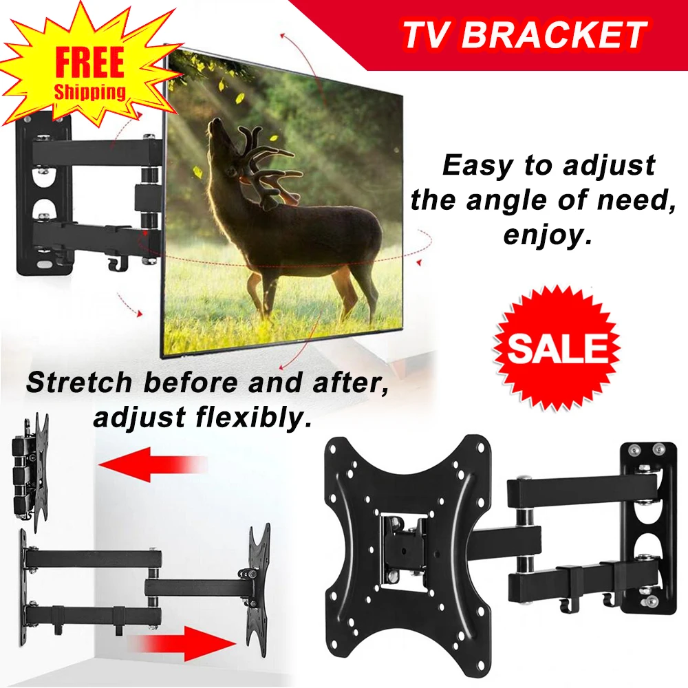 

TV Wall Mount Bracket LCD LED Plasma Flat Slim Pivot Swivel Arms Tilt Flat Screens Magnetic Bubble Leve 3