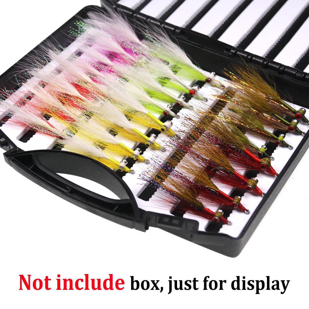 12pcs Clouser Deep Minnow 6 Colors 4 Sizes Saltwater Fishing Flies with  Stainless Steel Hook Fly Fishing Lure Bait for Bass Pike