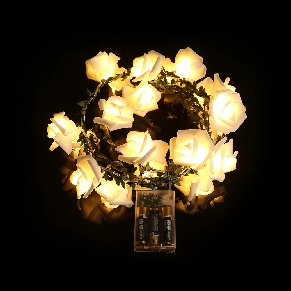 2M 20LEDs LED fairy string lights Rose Flower String Light Leaf Garland Rose Flower String Light Wedding Decoration D40
