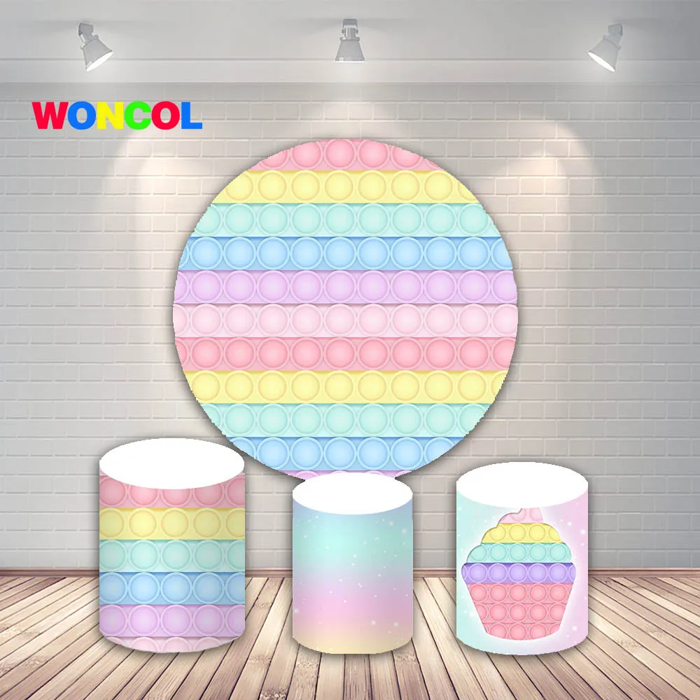 Woncol Pop It Fidget Circle фотография декорация для девочек Радужные Блестки круглый