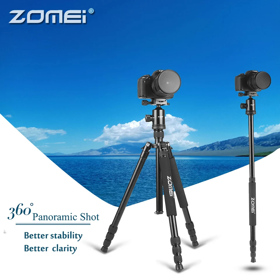 ZOMEI Z818 переносной, из алюминия и магния Aolly штатив-Трипод для путешествий Камера штатив-Трипод с шаровой головкой для путешествий монопод Гибкий штатив для DSLR видео Камера