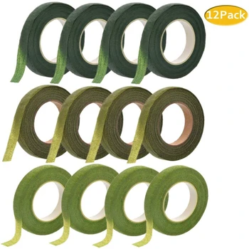 

12 Packs 3 Green Shades 30 Yards Florist Tape Floral Adhesives Tape for Bouquet Stem Wrapping Floral Arrangement and Crafts