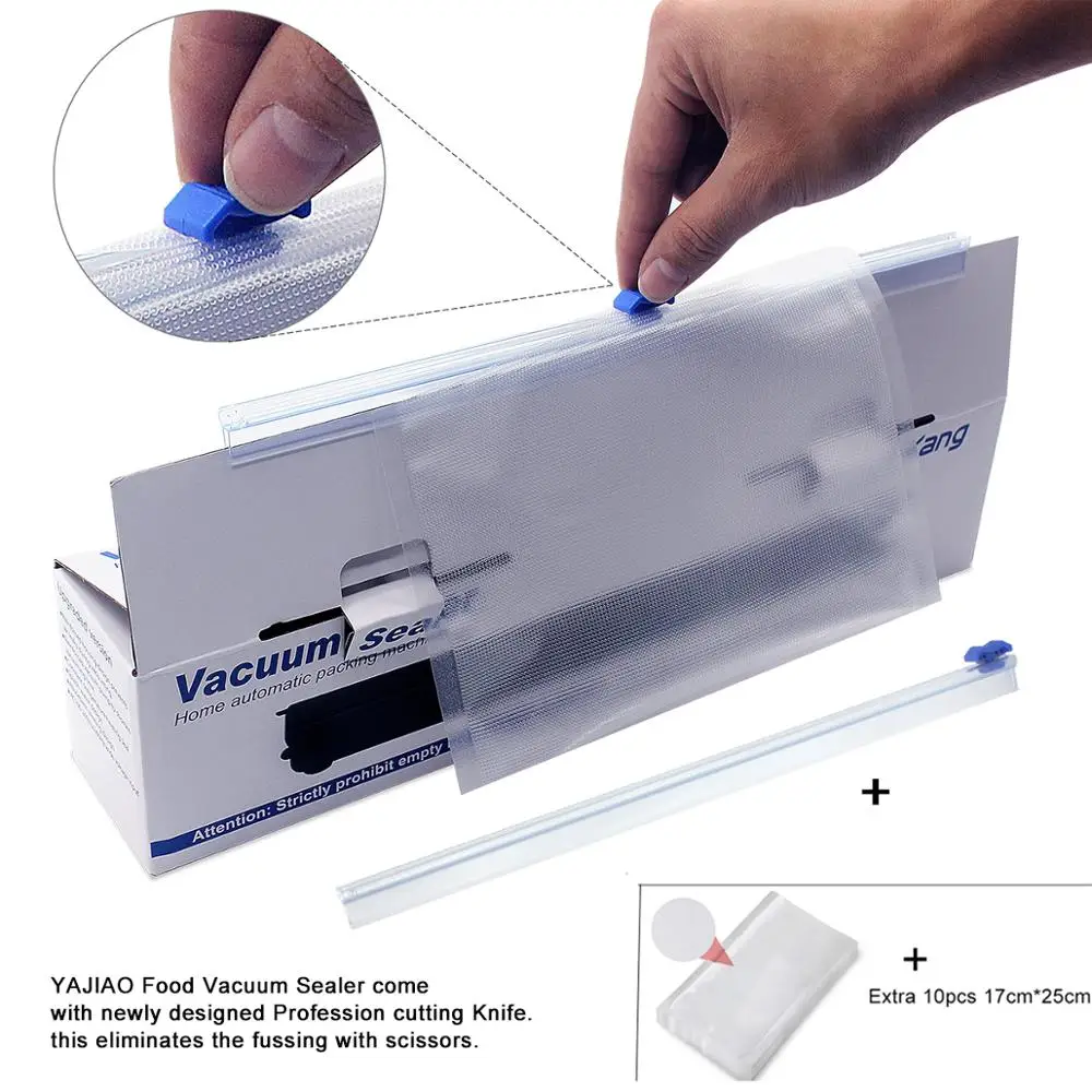 YAJIAO Upgraded Version Vacuum Food Sealer 220V/110V Automatic Household Food Vacuum Sealer Packaging Machine with 10Pcs Bags