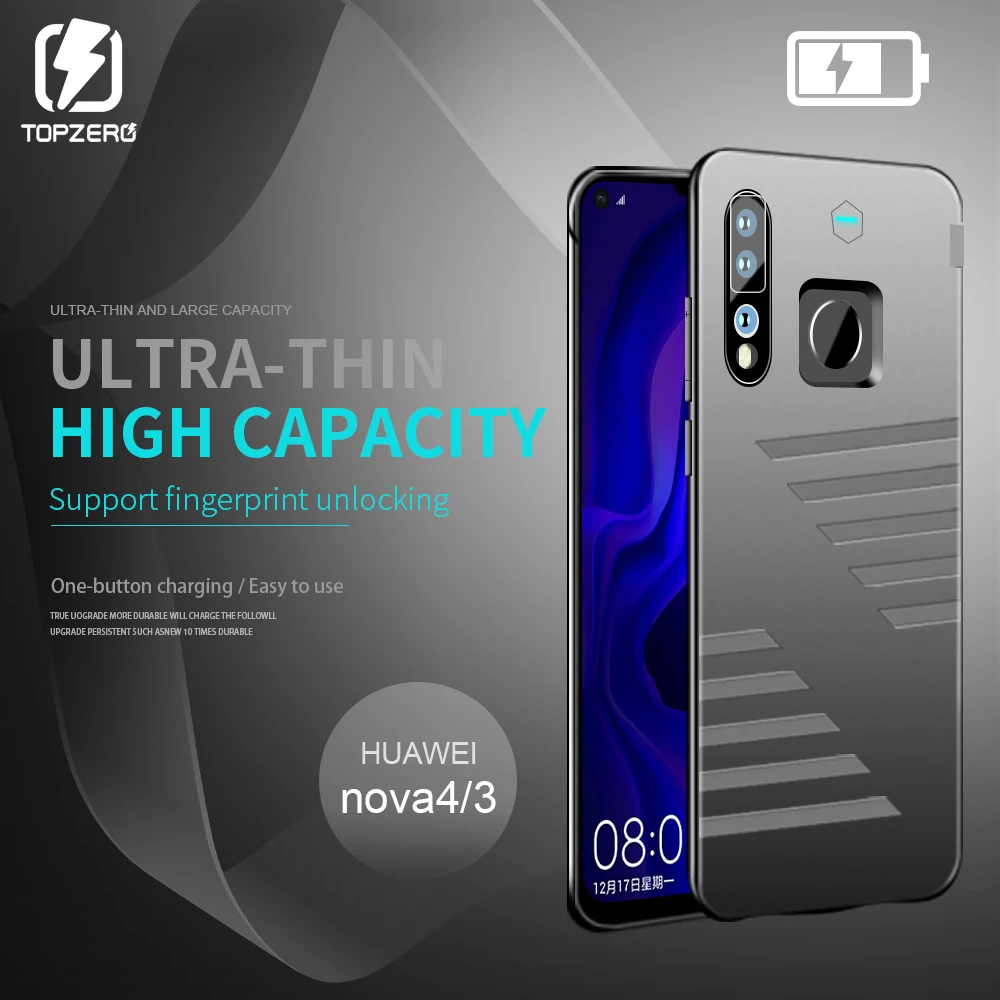 Чехол с зарядным устройством для аккумуляторов 6800 мАч Huawei Nova 3 4 ультралегкий