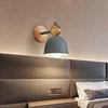 Modern E27 LED wall lamp Nordic wood and iron adjustable sconces light indoor bedside bedroom livingroom home Decorate switch EU 3