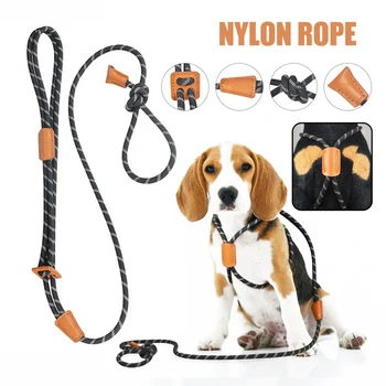

Reflective Braided Nylon Rope Tracking Dog Leash Adjustable Pet Nylon Leash for Small Medium Large Extra Heavy Dogs PI66