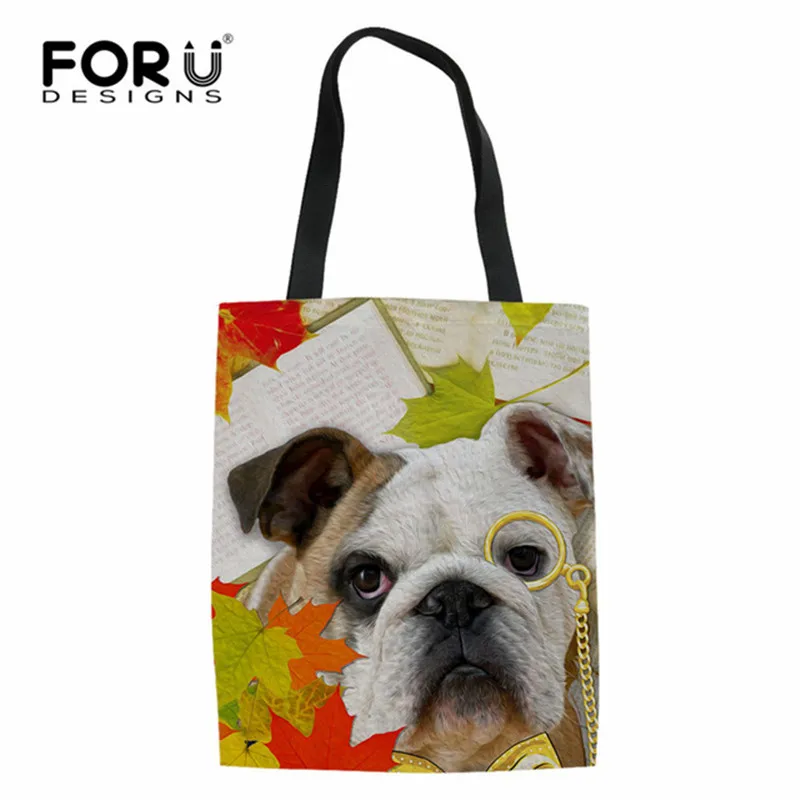 FORUDESIGNS/сумки для покупок с объемным рисунком книги кошки собаки, повседневные женские льняные сумки-тоут, Экологичная большая тканевая сумка для хранения - Цвет: CC3642Z22