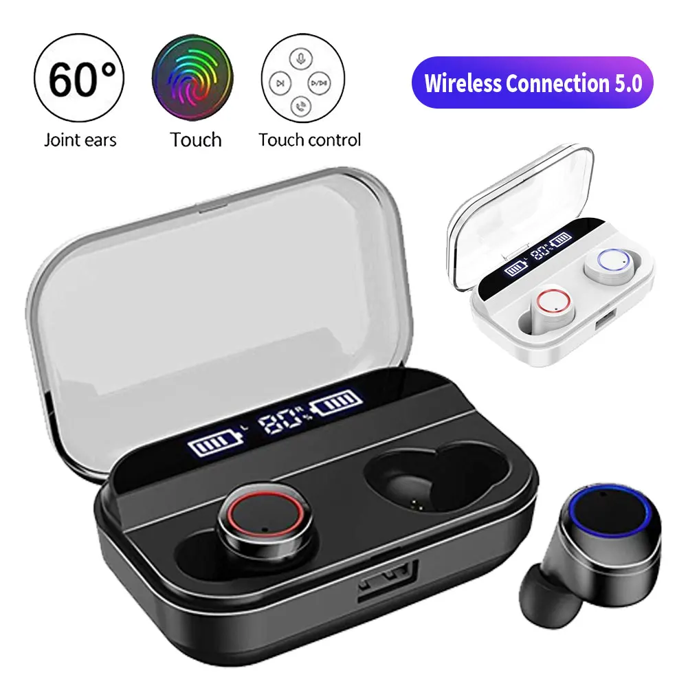 TWS 5,0 bluetooth-наушники Беспроводная мини-гарнитура водонепроницаемые наушники дисплей питания наушники с зарядным устройством спортивные наушники