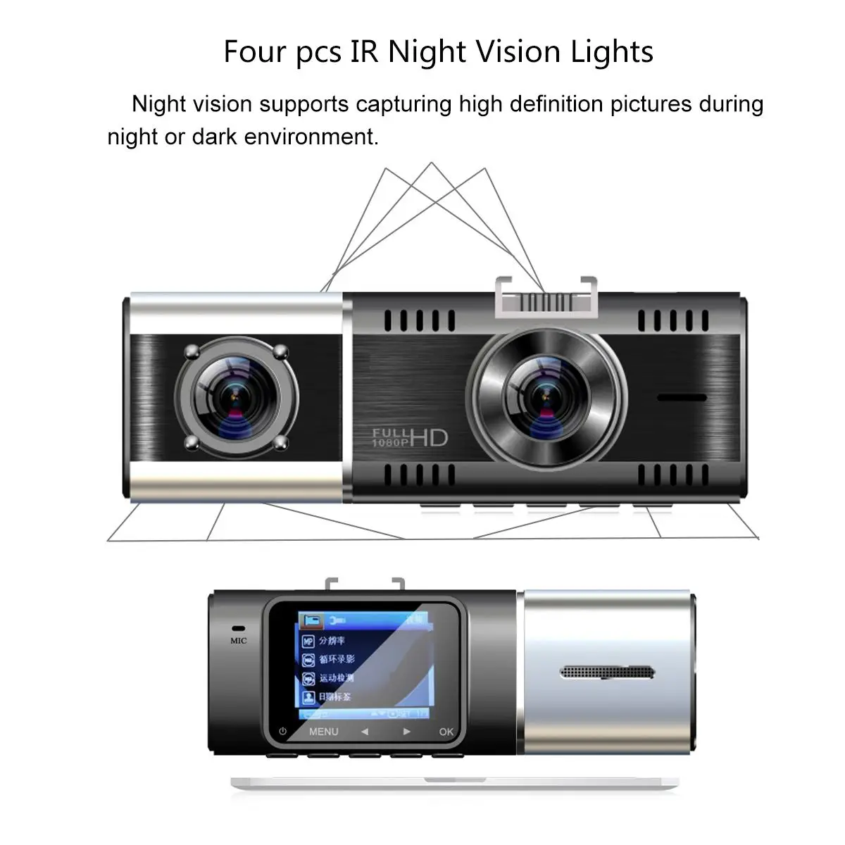 Сенсорный DVR Авто Регистратор 1080P ночного видения для транспорта, с двумя объективами, Автомобильный видеорегистратор, камера, видеорегистратор, встроенный микрофон, видеорегистратор