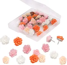 

MOGII Office School Supplies 30 Pieces Rose Flower Pushpins Decorative Thumbtacks Floret pins for Photo Wall Cork Board