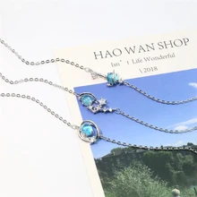 Женские браслеты SBR202 с эффектом памяти и голубыми кристаллами, 925 пробы и звездами из серебра