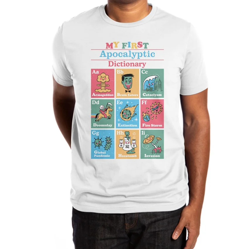 My First Apocalyptic Dictionary T Shirt alphabet primary colors parody funny chaos graja | Мужская одежда