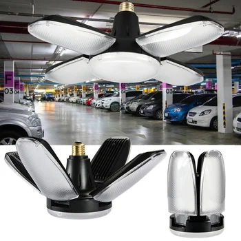 

LED Garage 360 Degree Lamp Home Warehouse Workshop Deformable Ceiling Lamp 85-265V Foldable Four-leaf Deformable Lamp