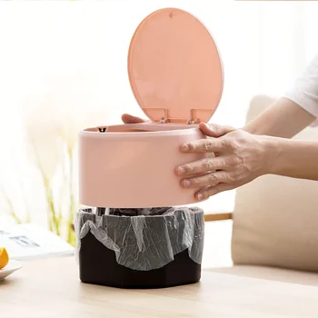 

Trash can mini waste bin desktop garbage basket Home Office Bathroom kitchen Trash Can With Lid Desktop Garbage Box