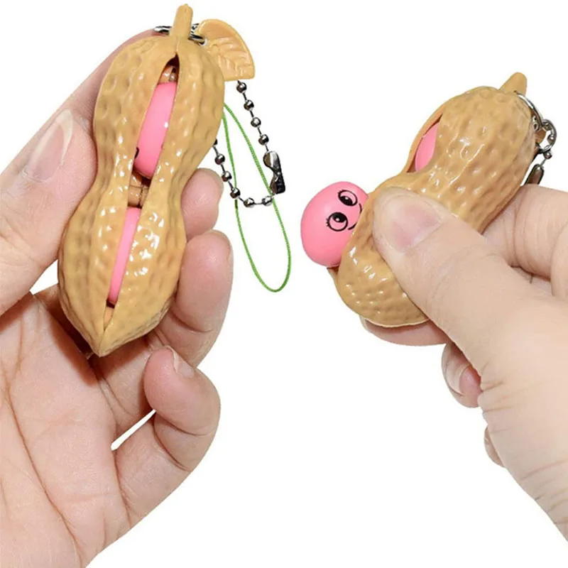 New Unlimited Pinch Squeeze Peanut Meat Soybean Squeeze Decompress Relieve Boredom and Vent Small Keychain Stress Fidget Toys squeezy toys Squeeze Toys