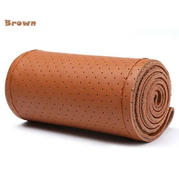 

38cm Genuine Leather DIY Car Steering Wheel Cover With Needles And Thread High Quality Leather And New Car Interior Accessories