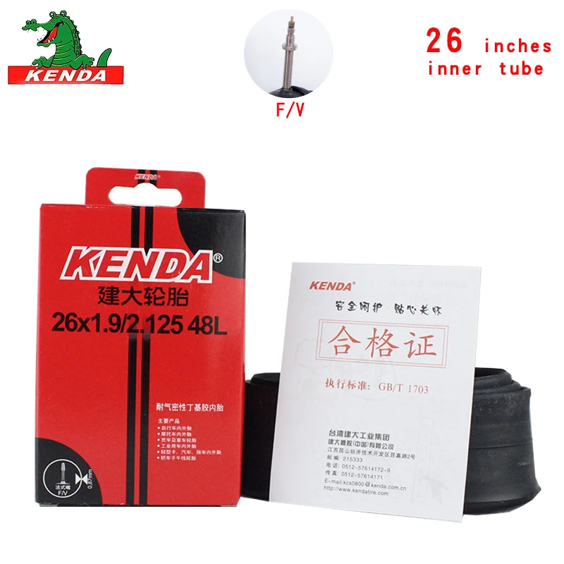 Kenda-Bicycle Inner Tube, Butyl Rubber, Mountain Bike Tires, 26 ", 1.75", 1.95 ", 2.125", F/V, Cycling