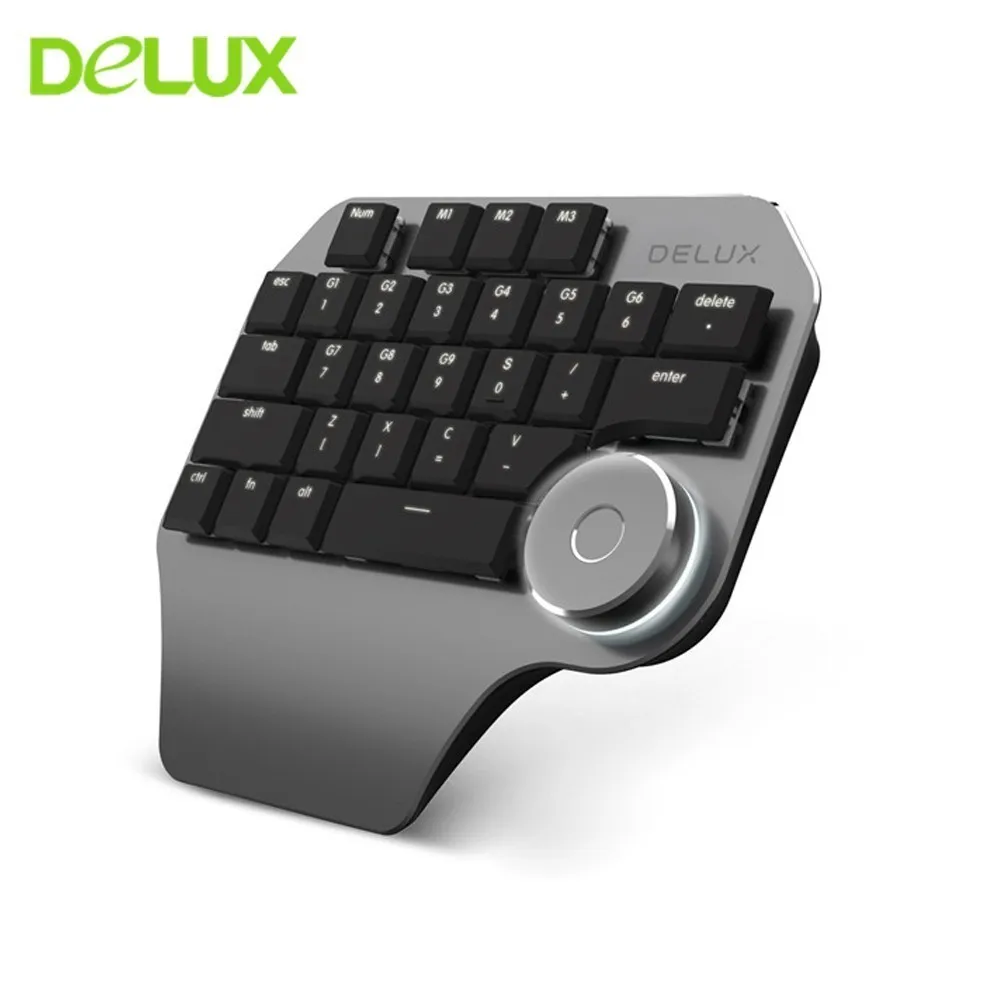 

Delux T11 Designer Wired Keyboard With Smart Dial 3 Group Customized Key Mechanical Single Hand Mini Computer Keypad For Windows