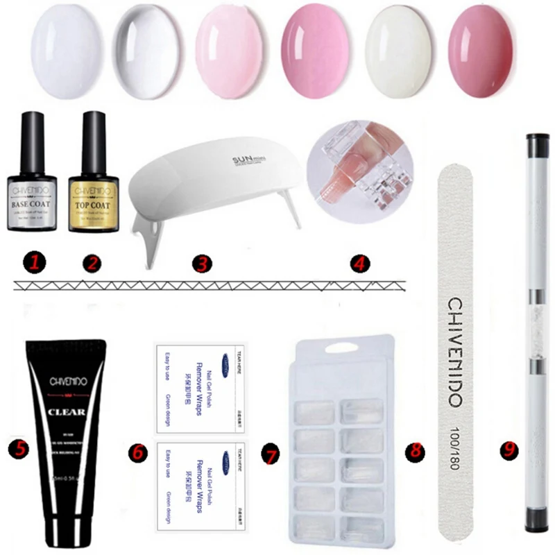 

14Pcs Nail Art Set Gel Nail Polish Top Coat Base Coat Uv Led Phototherapy Nail Machine Fake Nails Manicure Kit