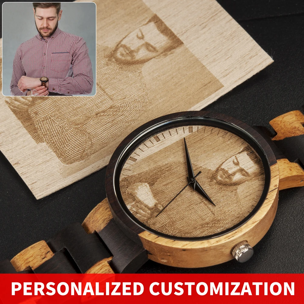 Personality Engraving Customize Watch Men BOBO BIRD Customers Photos Customization Wooden Watches Gift for Him fo reloj mujer