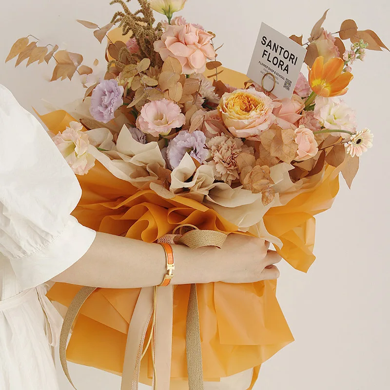 20pcs New Orange Color Flower wrapping paper floral packaging material bouquet flower paper ginger yellow waterproof honey