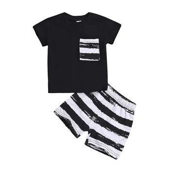 

Boy Clothes 2Pcs Newborn Baby Girl Clothes Cotton Tops T Shirt Striped Shorts Pants Christmas Clothes Thanksgiving Outfit