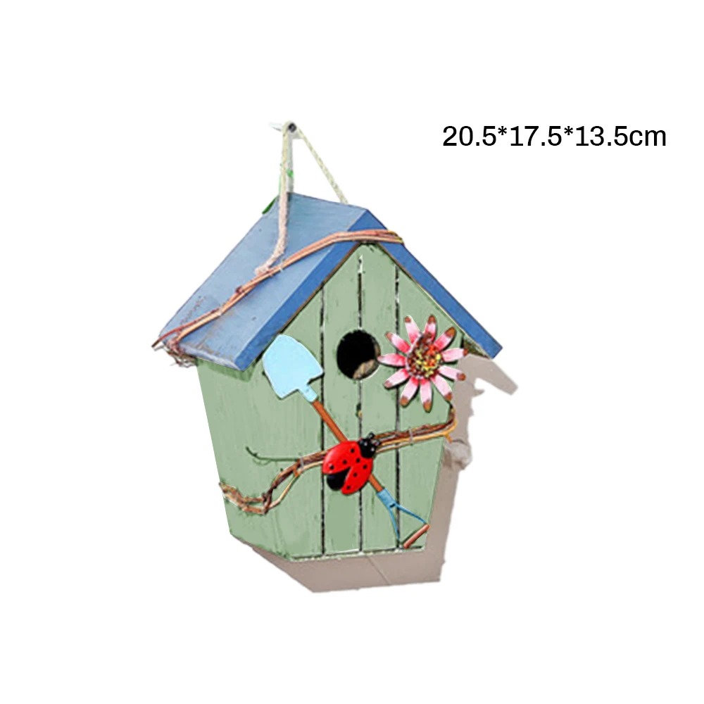as the picture 4 Деревянные животные попугаи дом Висячие клетки птицы DIY Птичий дом наружные садовые украшения гнезда птиц - Цвет: as the picture 4