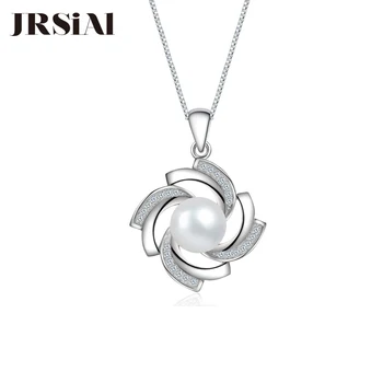

JRSIAL 925 Sterling Silver Flower Pearl Pendant Zircon Bead Fashion Necklace Clavicle Chain Accessories JRP0092-93