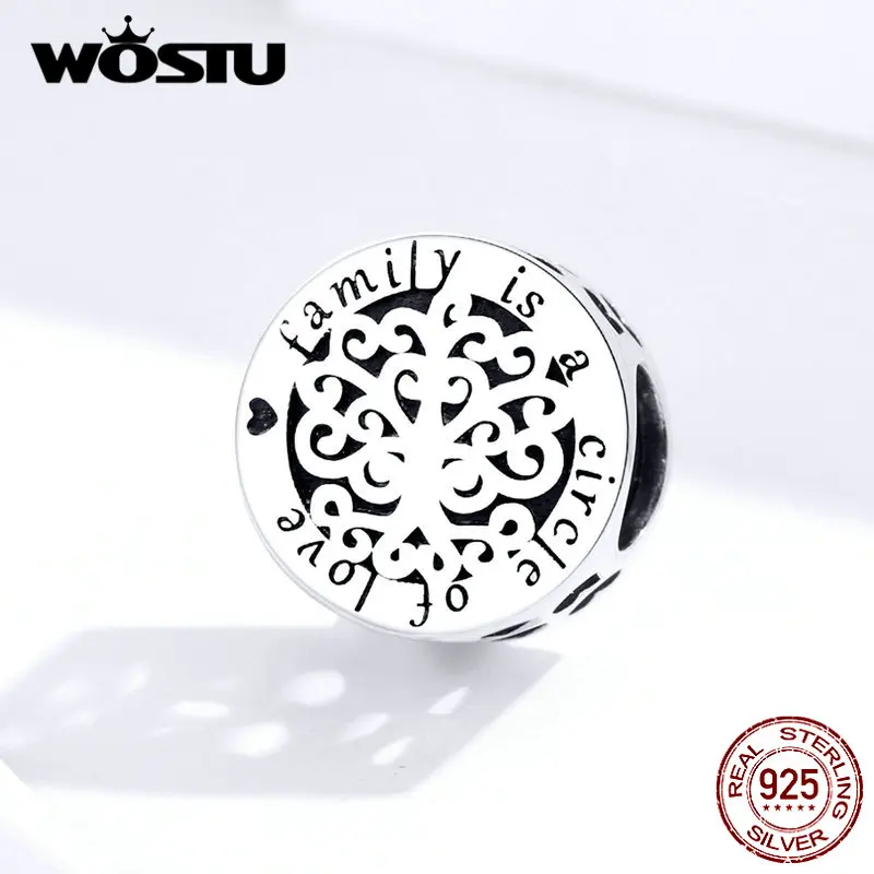 WOSTU, 925 пробы, серебряные круглые бусины, семейный круг любви, подвеска, подходит к оригинальному браслету, подвески, серебро 925, ювелирное изделие CQC1324