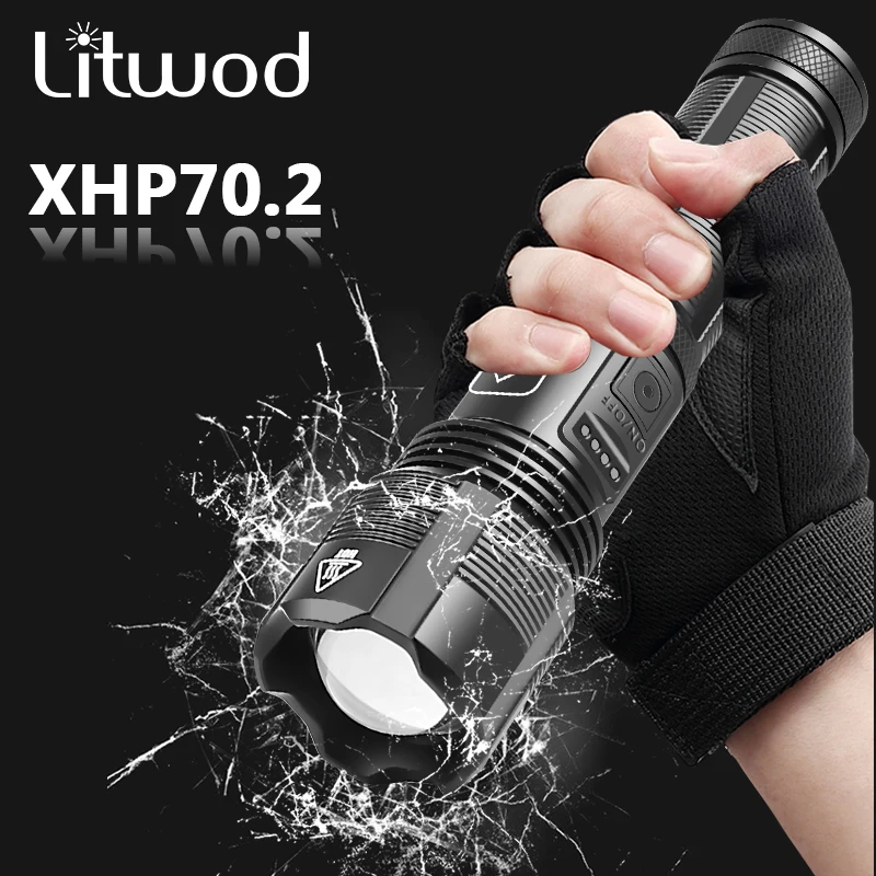 Высокое качество XHP70.2 тактический охотничий светодиодный фонарик питание от 18650