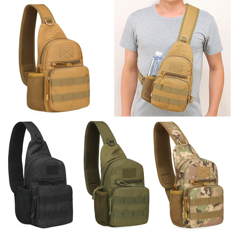 

Military Tactical Chest Pack Bag Kettle Pouch Molle System Strap Nylon Hunting Backpack AR 15 M4 Airsoft Running Riding Climbing