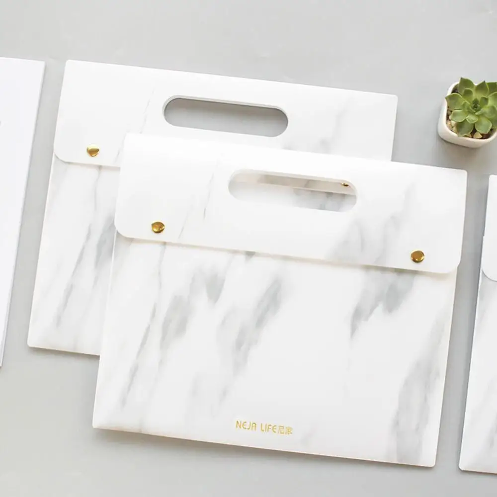 

1pc Waterproof PP File Folder a4 organizer Portable Marble Document Bag Examination Paper Organizer Case Expanding Files