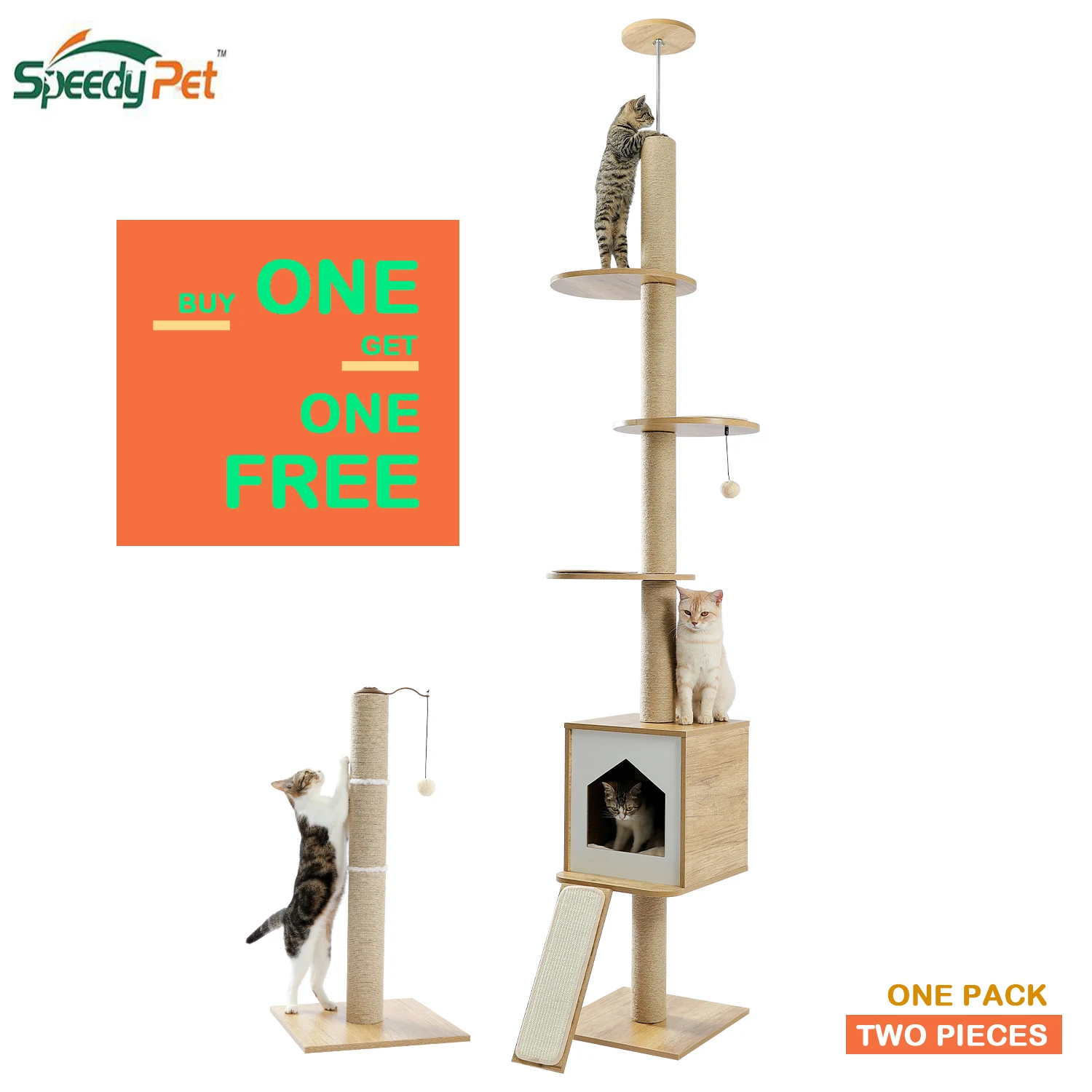 Modern Cat Climbing Tower With A Scratcher Multilayer Floortoceiling