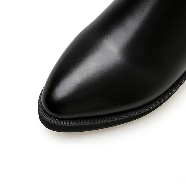 Boussac/ботинки «Челси» с острым носком на плоской подошве; Женские однотонные Черные ботильоны без застежки на плоской подошве; женские ботинки; botas mujer SWE0598