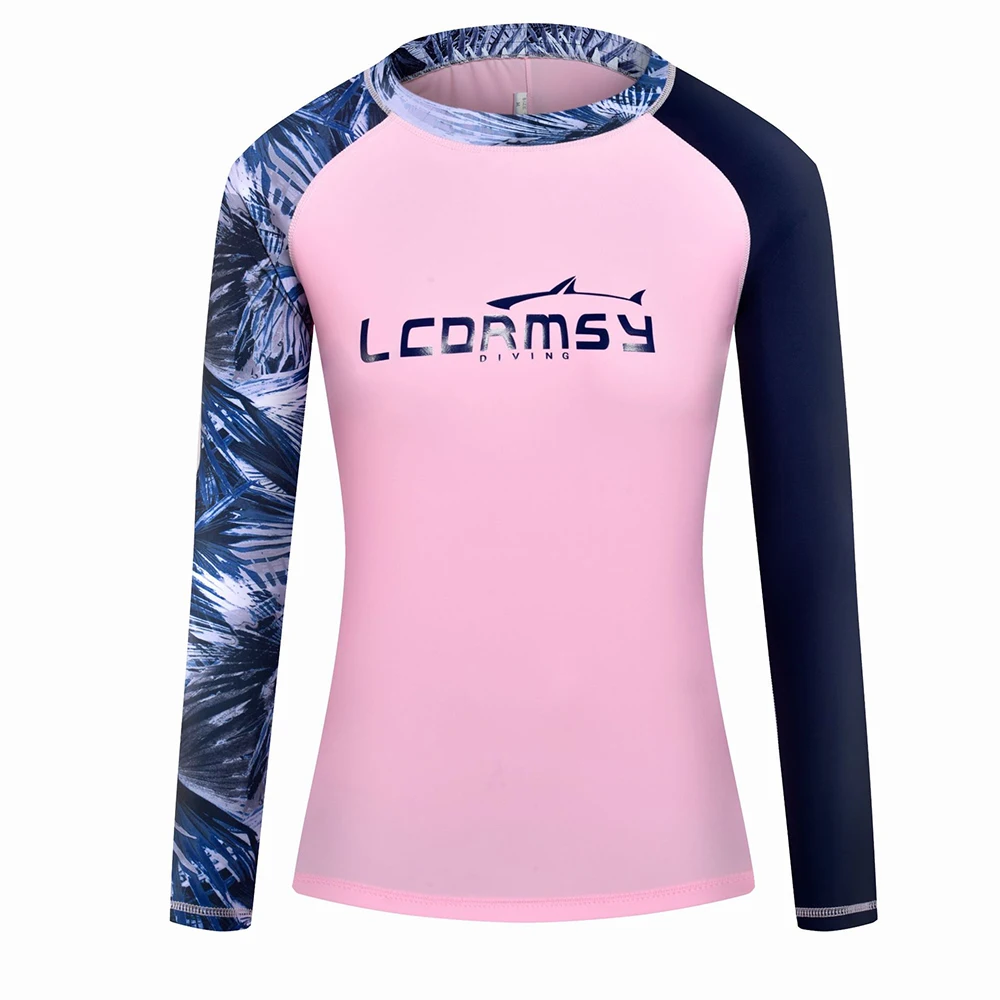Women's Rash Protection Beach Long-Sleeve Surfing Swim Top Water Sports Gym Diving Suit Quick-Drying UPF50+