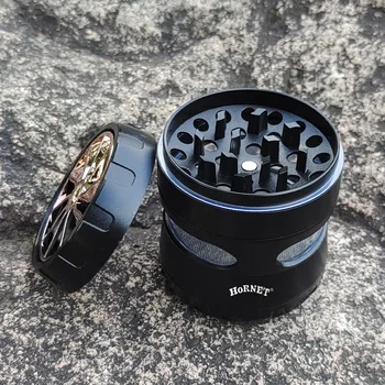 

RICH DOG Wheel Style Zinc Alloy Smoking Grinder With Big Window 63MM 4 Piece Metal Tobacco Herb Grinder Spice Miller
