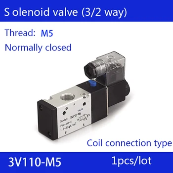 

3V110-M5-NC solenoid Air Valve 3Port 2 Position M5 NC Normal Closed valvula neumatico,valvula pneumatica DC12V DC24V AC220V
