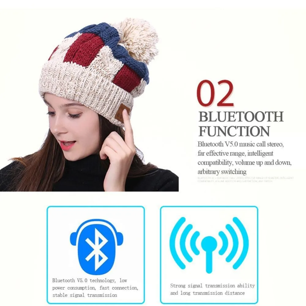 Bluetooth беспроводная умная Шапка-бини, громкая связь, музыка, динамик, Рождественская шапка, унисекс, зимняя шапка, шапки в стиле хип-хоп