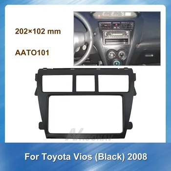 

102*202 Car Radio Fascia for Toyota Vios 2008 ( Black)Car Audio Panel DVD Navigation Panel Frame Car Fascias Stereo Radio Panel